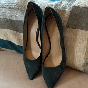M. Gemi Dark Green Suede Heels